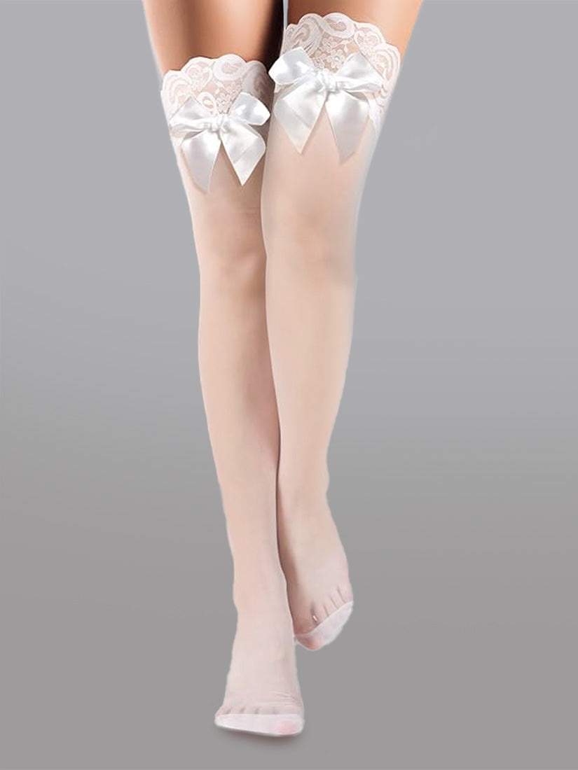 Butterfly Knot Thigh High Stockings Delicate Lace Detailing Hello.LA.Girl